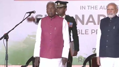 The swearing-in ceremony is being held at Raj Bhawan in Shillong in the presence of Prime Minister Narendra Modi and Home Minister Amit Shah. (Twitter/@ANI) The swearing-in ceremony is being held at Raj Bhawan in Shillong in the presence of Prime Minister Narendra Modi and Home Minister Amit Shah. (Twitter/@ANI)