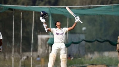 Jaiswal hit two hundreds–213 and 144–for Rest of India at the Irani Cup in Gwalior last weekend (BCB) Jaiswal hit two hundreds–213 and 144–for Rest of India at the Irani Cup in Gwalior last weekend (BCB)