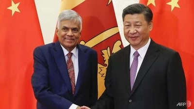 File photo of Chinese President Xi Jinping with Sri Lankan President Ranil Wickremesinghe. (AFP file) File photo of Chinese President Xi Jinping with Sri Lankan President Ranil Wickremesinghe. (AFP file)