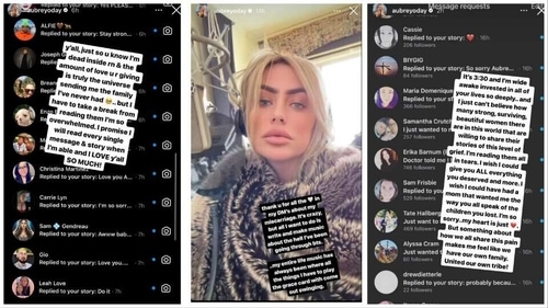 After sharing news of her miscarriage, Aubrey O'Day has received an outpouring of support and encouragement from both her fans and celebrity friends via Instagram. After sharing news of her miscarriage, Aubrey O'Day has received an outpouring of support and encouragement from both her fans and celebrity friends via Instagram.