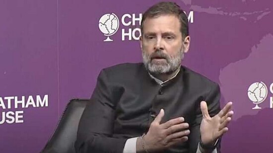 Congress leader Rahul Gandhi during a session at the Chatham House think tank in London. (ANI)