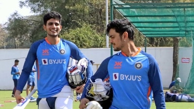 India's Ishan Kishan and Shubman Gill during a practice session (Snehal Sontakke) India's Ishan Kishan and Shubman Gill during a practice session (Snehal Sontakke)