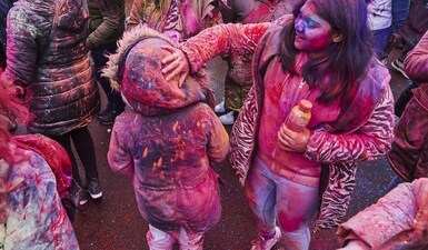 Revellers smear 'Gulal' or coloured powder to celebrate Holi in the Transvaal district of The Hague, (AFP) Revellers smear 'Gulal' or coloured powder to celebrate Holi in the Transvaal district of The Hague, (AFP)