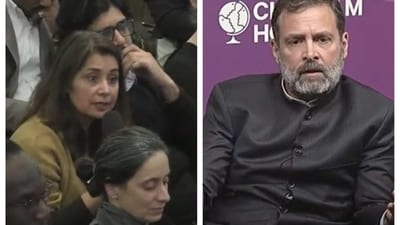 Rahul Gandhi was asked a question by London-based CEO Malini Mehra at the Chatham House. Rahul Gandhi was asked a question by London-based CEO Malini Mehra at the Chatham House.