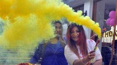 Residents taking their pick from Holi colours, water guns and other props on eve of the festival in Ludhiana. (Gurpreet Singh/HT) Residents taking their pick from Holi colours, water guns and other props on eve of the festival in Ludhiana. (Gurpreet Singh/HT)