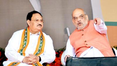 Union home minister Amit Shah and BJP president J P Nadda. (PTI)