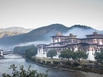 The Punakha Dzong, aka fortress, constructed in 1637-38, appears on Bhutanese banknotes. But you may never see it because the Indian rupee is used commonly and welcomed The Punakha Dzong, aka fortress, constructed in 1637-38, appears on Bhutanese banknotes. But you may never see it because the Indian rupee is used commonly and welcomed
