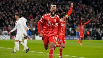 Bayern's Eric Maxim Choupo-Moting celebrates a goal that was later dissallowed during the Champions League (AP) Bayern's Eric Maxim Choupo-Moting celebrates a goal that was later dissallowed during the Champions League (AP)