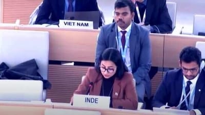 MEA under secretary Jagpreet Kaur replying to Pakistan's statement at the UN Human Rights Council session on Wednesday.