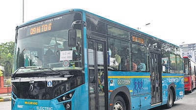 Navi Mumbai, India - October 5, 2019: NMMT to procure 100 more electric buses at Vashi in Navi Mumbai, India, on Saturday, October 5, 2019. (Photo by Bachchan Kumar/ Hindustan Times) (Hindustan Times)