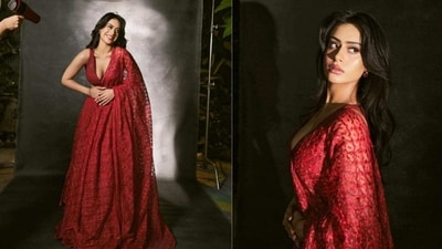 Nysa Devgan wore a red lehenga for a recent photoshoot. Nysa Devgan wore a red lehenga for a recent photoshoot.