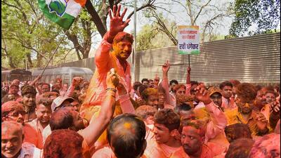 Ravindra Dhangekar, the Congress nominee backed by Maha Vikas Aghadi (MVA), emerged victorious against Bharatiya Janata Party’s (BJP) Hemant Rasane in the Kasba Peth assembly constituency where bypolls were necessitated due to the demise of BJP legislator Mukta Tilak. (PTI) Ravindra Dhangekar, the Congress nominee backed by Maha Vikas Aghadi (MVA), emerged victorious against Bharatiya Janata Party’s (BJP) Hemant Rasane in the Kasba Peth assembly constituency where bypolls were necessitated due to the demise of BJP legislator Mukta Tilak. (PTI)
