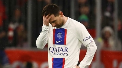 Soccer Football - Champions League - Round of 16 - Second Leg - Bayern Munich v Paris St Germain - Allianz Arena, Munich, Germany - March 8, 2023  Paris St Germain's Lionel Messi reacts REUTERS/Kai Pfaffenbach (REUTERS)