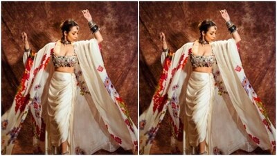 Malaika played muse to fashion designer house Saaksha and Kinni and picked a stunning ensemble from the shelves of the designer house. (Instagram/@malaikaaroraofficial) Malaika played muse to fashion designer house Saaksha and Kinni and picked a stunning ensemble from the shelves of the designer house. (Instagram/@malaikaaroraofficial)