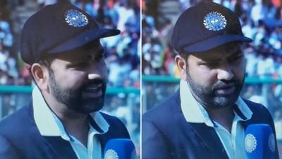 Rohit Sharma hoped for some optimism after India lost the toss. (Screengrab) Rohit Sharma hoped for some optimism after India lost the toss. (Screengrab)