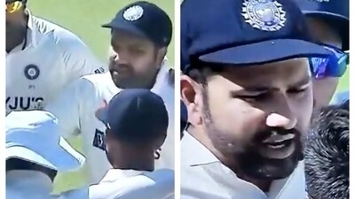 Rohit Sharma having an animated chat with the Indian cricketers