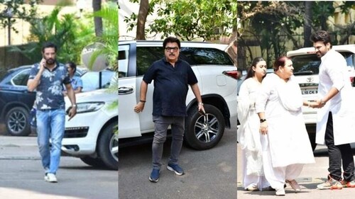 Several people reached Satish Kaushik's home to meet his family. Several people reached Satish Kaushik's home to meet his family.