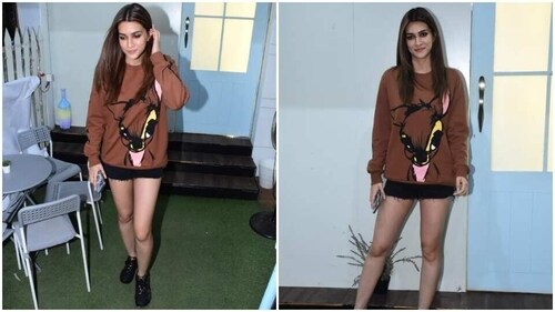 Kriti posed for the cameras. (HT Photos/Varinder Chawla) Kriti posed for the cameras. (HT Photos/Varinder Chawla)