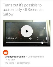 Reddit post- Turns out it's possible to accidentally kill Sebastian Sallow Reddit post- Turns out it's possible to accidentally kill Sebastian Sallow