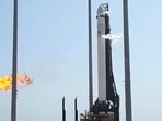 This image from video made available by Relativity Space shows the company's Terran 1 rocket on the launch pad in Cape Canaveral, Florida.