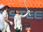 Usman Khawaja celebrates his century during Day 1 of the 4th Test Usman Khawaja celebrates his century during Day 1 of the 4th Test