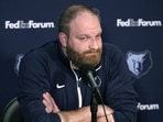 Memphis Grizzlies head coach Taylor Jenkins listens to a question about about Ja Morant during a news conference prior to an NBA basketball game against the Los Angeles Clippers. Memphis Grizzlies head coach Taylor Jenkins listens to a question about about Ja Morant during a news conference prior to an NBA basketball game against the Los Angeles Clippers.