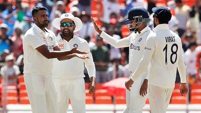 R Ashwin completed his five-wicket haul with the wicket of Todd Murphy and then removed Nathan Lyon for his sixth, as Australia got bowled out for 480 in the first innings. (BCCI Twitter)