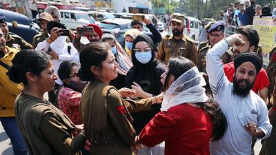 Back-to-back protests are being held by groups of job aspirants in Jammu and Srinagar over the hiring of the ‘tainted’ firm. (ANI) Back-to-back protests are being held by groups of job aspirants in Jammu and Srinagar over the hiring of the ‘tainted’ firm. (ANI)