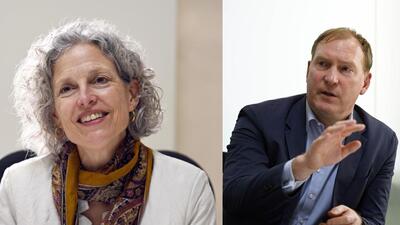 Barbara Will (left), vice provost of academic initiatives and a professor of English at Dartmouth, and Bob Lasher, senior vice-president for institutional advancement at the Ivy League university. (HT Photo/Sanjeev Verma) Barbara Will (left), vice provost of academic initiatives and a professor of English at Dartmouth, and Bob Lasher, senior vice-president for institutional advancement at the Ivy League university. (HT Photo/Sanjeev Verma)