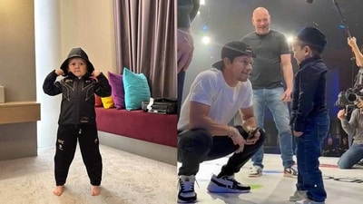 Celebrity vlogger Hasbulla Magomedov and Hollywood actor Mark Wahlberg (Twitter)