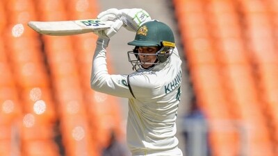 Axar Patel eventually struck after Tea to remove Usman Khawaja, who smacked 180 off 422 balls. (AP)