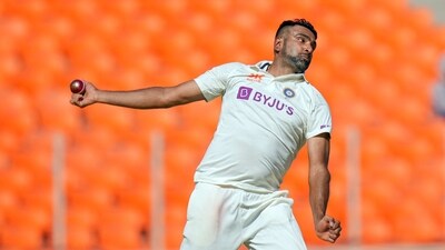 R Ashwin bowls during Day 2 of the 4th Test between India and Australia at Narendra Modi Stadium in Ahmedabad (PTI) R Ashwin bowls during Day 2 of the 4th Test between India and Australia at Narendra Modi Stadium in Ahmedabad (PTI)