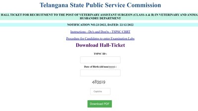TSPSC Veterinary Assistant Surgeon admit card released at tspsc.gov.in, TSPSC Veterinary Assistant Surgeon admit card released at tspsc.gov.in,