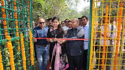 The two dog shelters were inaugurated by Noida authority chief executive officer Ritu Maheshwar. (HT PHOTO) The two dog shelters were inaugurated by Noida authority chief executive officer Ritu Maheshwar. (HT PHOTO)