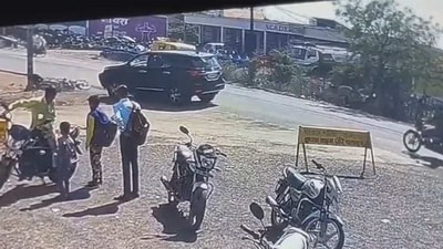 Screengrab of the video. The injured man, identified as Rambabu Bagri (20), was rushed to a local hospital after the accident.