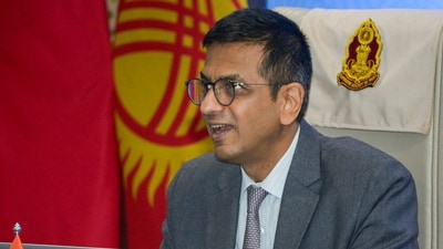 Chief Justice of India (CJI) DY Chandrachud speaks during the 18th meeting of Chief Justices/Chairpersons of the Supreme Courts of the Shanghai Cooperation Organisation (SCO) member states, in New Delhi, Friday, (PTI) Chief Justice of India (CJI) DY Chandrachud speaks during the 18th meeting of Chief Justices/Chairpersons of the Supreme Courts of the Shanghai Cooperation Organisation (SCO) member states, in New Delhi, Friday, (PTI)