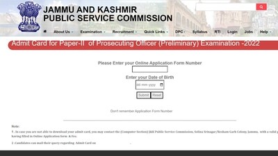 JKPSC PO Paper 2 admit card released at jkpsc.nic.in,