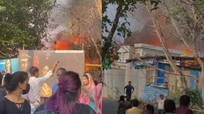 Fire in Mumbai film city. Fire in Mumbai film city.