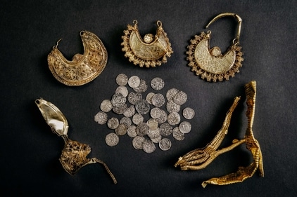 Medieval treasure discovered in Hoogwoud, Netherlands, consisting of jewellery and silver coins, is shown in this undated handout picture. (via REUTERS)