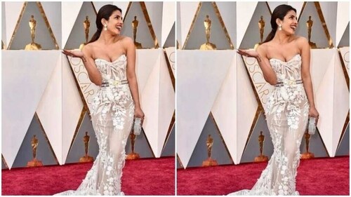 Priyanka looked pretty in the sheer white gown. (Instagram) Priyanka looked pretty in the sheer white gown. (Instagram)