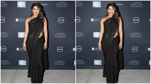 Priyanka looked ravishing in the sheer cocktail saree. Priyanka looked ravishing in the sheer cocktail saree.