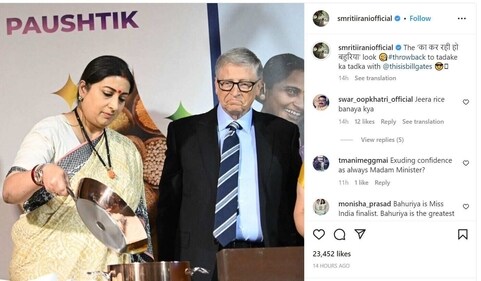 A glimpse of Smriti Irani's post.