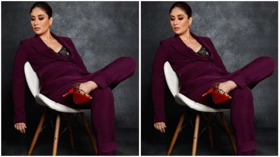 Kareena’s fashion diaries are getting better by the day. A few days back, the actor aced a formal look in a black laced bra and a purple pantsuit.&nbsp;(Instagram/@kareenakapoorkhan)
