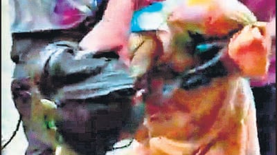 A videograb shows a person allegedly groping the woman. The incident took place in Paharganj on March 8. (HT Photo) A videograb shows a person allegedly groping the woman. The incident took place in Paharganj on March 8. (HT Photo)