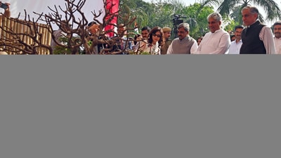Union Minister Bhupender Yadav attend the inauguration ceremony of the two-day G20-themed flower festival organized by the New Delhi Municipal Council (NDMC), at Central Park, Connaught Place, in New Delhi on Saturday. (ANI) Union Minister Bhupender Yadav attend the inauguration ceremony of the two-day G20-themed flower festival organized by the New Delhi Municipal Council (NDMC), at Central Park, Connaught Place, in New Delhi on Saturday. (ANI)