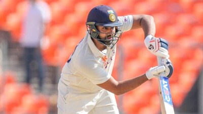 India's captain Rohit Sharma plays a shot during the third day of the fourth cricket test match between India and Australia in Ahmedabad, India, Saturday, March 11, 2023. (AP Photo/Ajit Solanki) (AP) India's captain Rohit Sharma plays a shot during the third day of the fourth cricket test match between India and Australia in Ahmedabad, India, Saturday, March 11, 2023. (AP Photo/Ajit Solanki) (AP)
