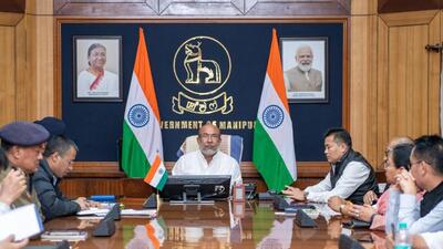 Manipur chief minister N Biren Singh held a cabinet meet on Friday (Twitter/@NBirenSingh) Manipur chief minister N Biren Singh held a cabinet meet on Friday (Twitter/@NBirenSingh)