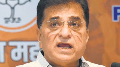 Mumbai, India - Nov. 11, 2020:Kirit Somaiya press conference at BJP office on land purchased by Late Anvay Naik and Rashmi Thackeray at Murud,Raigad in Mumbai, India, on Wednesday, November 11, 2020.(HT PHOTO)