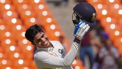 Ahmedabad: Indian batter Shubman Gill celebrates his century during the 3rd day of the fourth test cricket match between India and Australia, at Narendra Modi stadium in Ahmedabad, Saturday, March 11, 2023. (PTI Photo/Atul Yadav) (PTI03_11_2023_000227B) (PTI) Ahmedabad: Indian batter Shubman Gill celebrates his century during the 3rd day of the fourth test cricket match between India and Australia, at Narendra Modi stadium in Ahmedabad, Saturday, March 11, 2023. (PTI Photo/Atul Yadav) (PTI03_11_2023_000227B) (PTI)