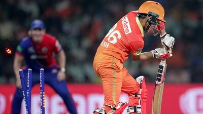 Gujarat Giants Sushma Verma gets clean bowled by Delhi Capitals Marizanne Kapp during the 2023 Women's Premier League (WPL) match (PTI) Gujarat Giants Sushma Verma gets clean bowled by Delhi Capitals Marizanne Kapp during the 2023 Women's Premier League (WPL) match (PTI)